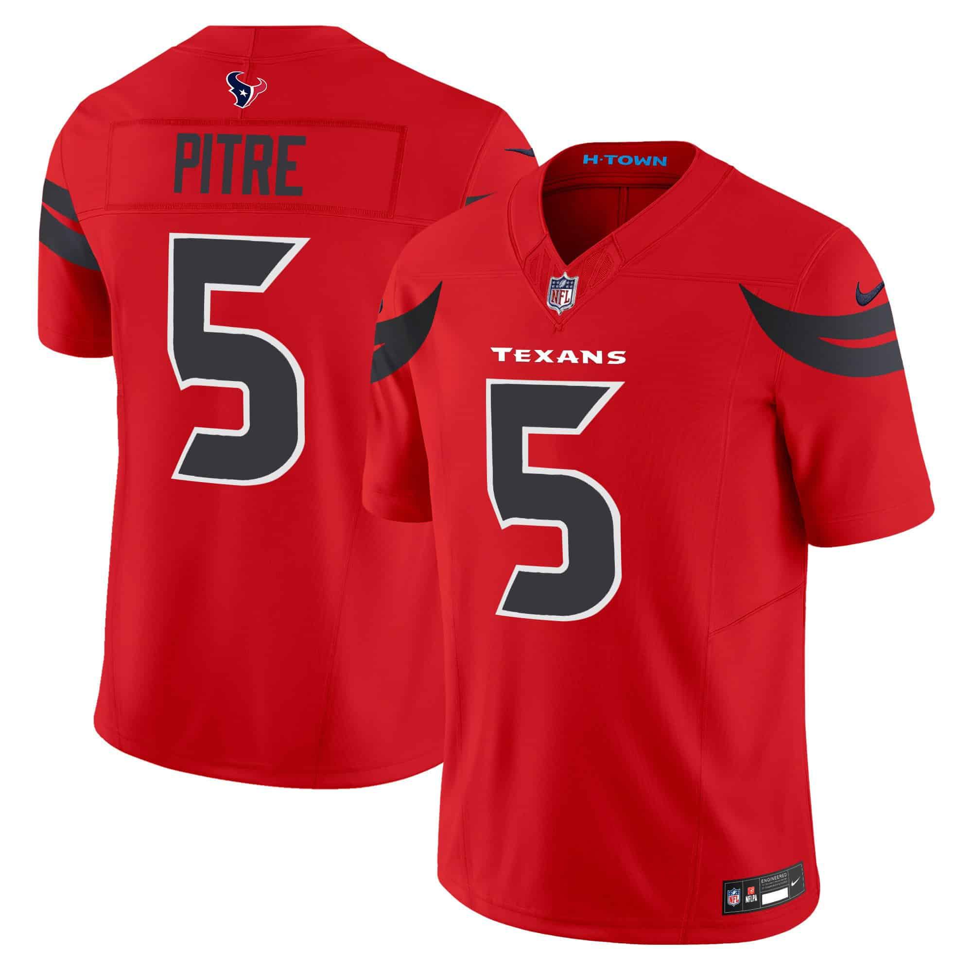 Men Houston Texans #5 Pitre Red 2024 Nike Vapor Limited NFL Jersey